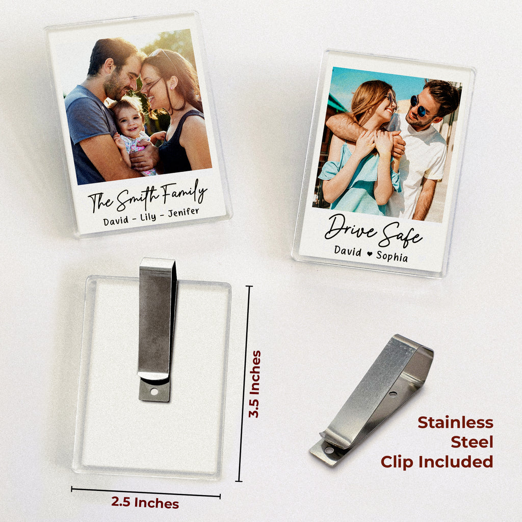 Personalized Car Visor Clip Picture Frame With Song Gifts, Romantic Car Photo Accessories, Custom Photo Holder Music Acrylic Plaque Sun Visor Clip