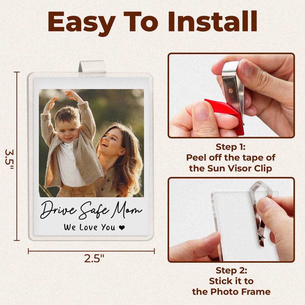 Personalized Car Visor Clip Picture Frame With Song Gifts, Romantic Car Photo Accessories, Custom Photo Holder Music Acrylic Plaque Sun Visor Clip